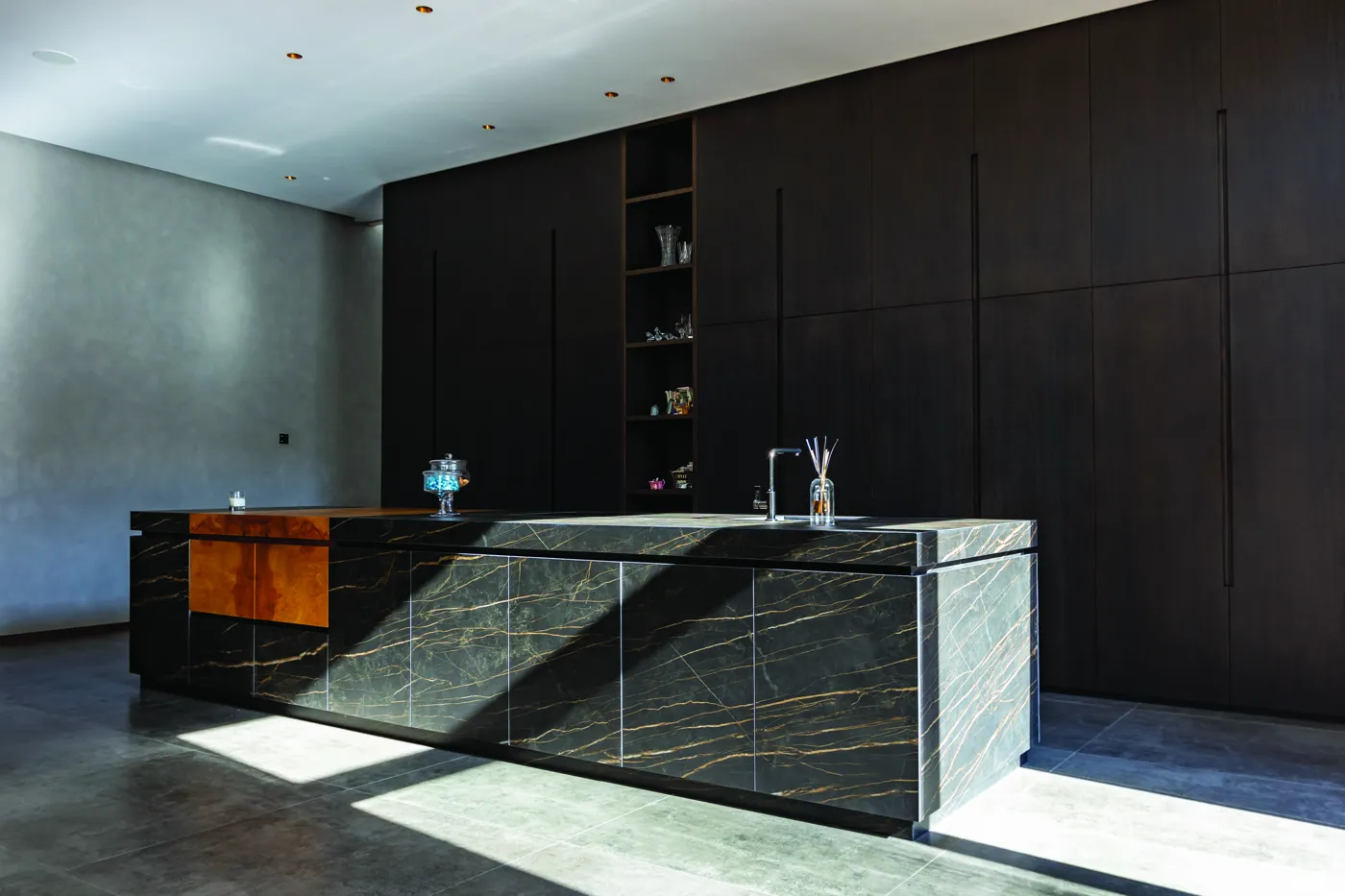 Stone and timber kitchen island